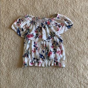 American Eagle Small White Floral Off The Shoulder